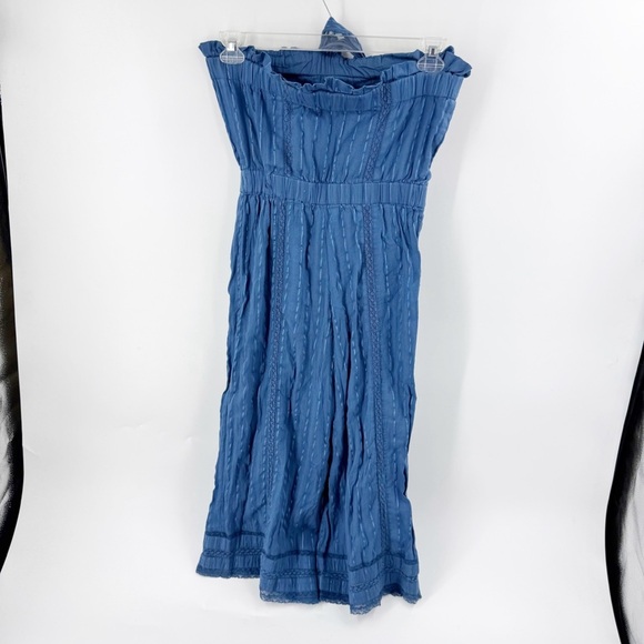 ✅ TULAROSA BLUE HALTER NECK WIDE LEG CROPPED JUMPSUIT IN BLUE SIZE SMALL - Picture 7 of 8